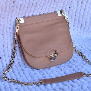Tory Burch Tan Leather Simon Utility Pouch Messenger & Crossbody